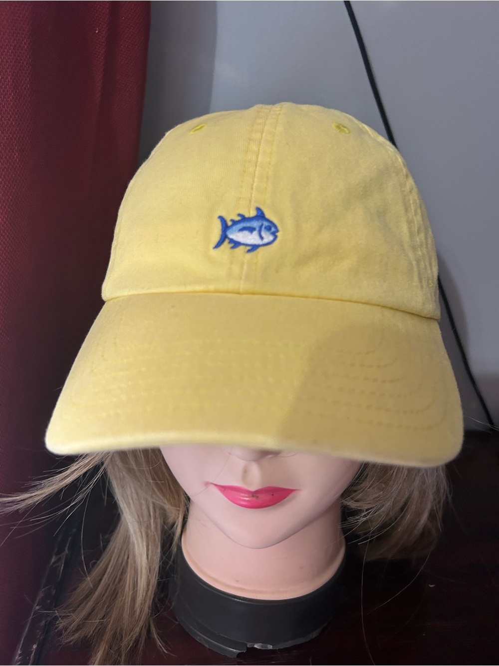Southern Tide Embroidered Skipjack Tuna Mini Logo Hat Yellow Dad Hat Cotton